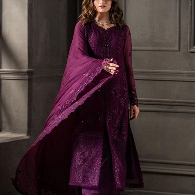 AZURE CHIFFON(3PEC-UNSTICHED) Suit