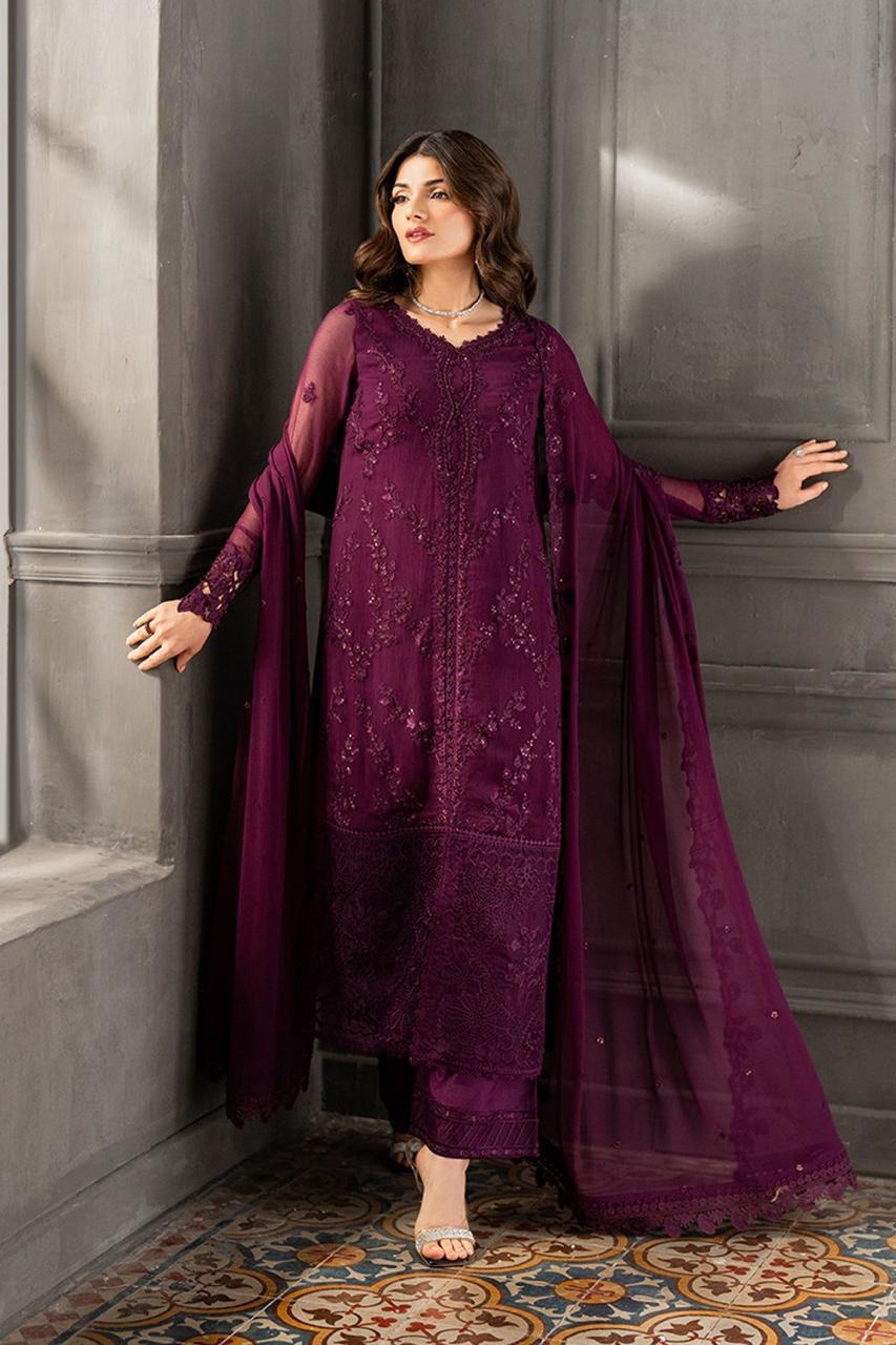 AZURE CHIFFON(3PEC-UNSTICHED) Suit