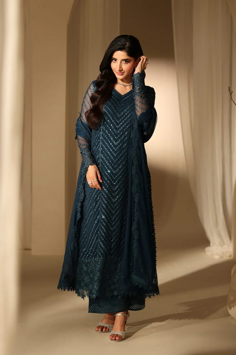 LAAM Highly Embroidered Chiffon Suit