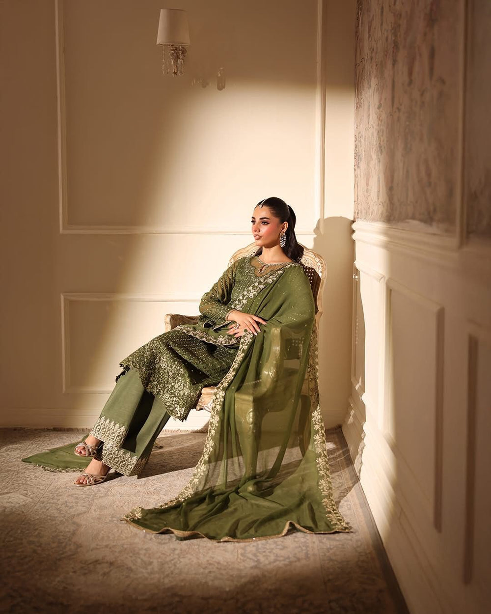Azure Chiffon Embroidered Unstitched Suit