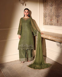 Azure Chiffon Embroidered Unstitched Suit